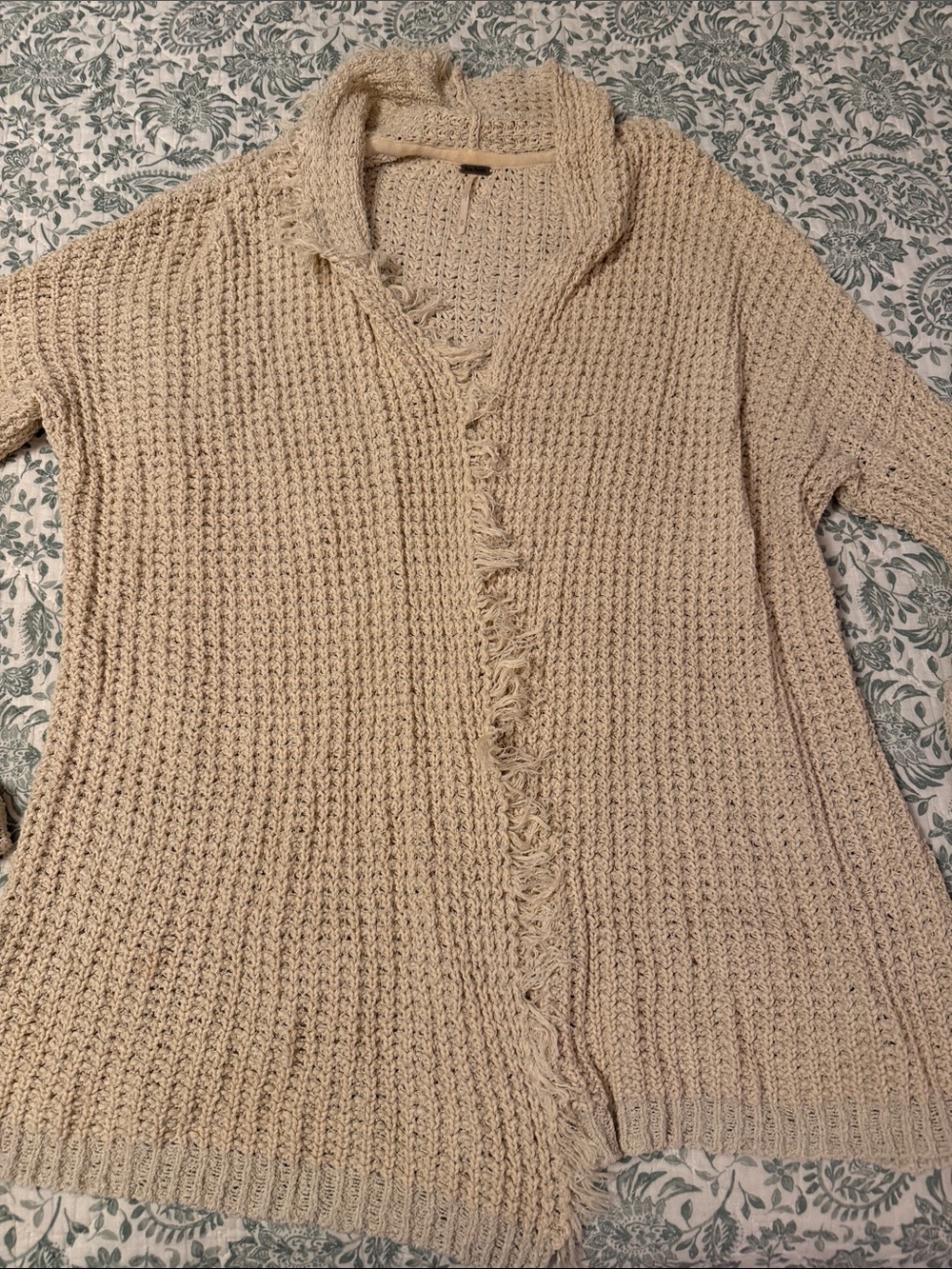 Free People Ivory Crochet Knit Sweater.